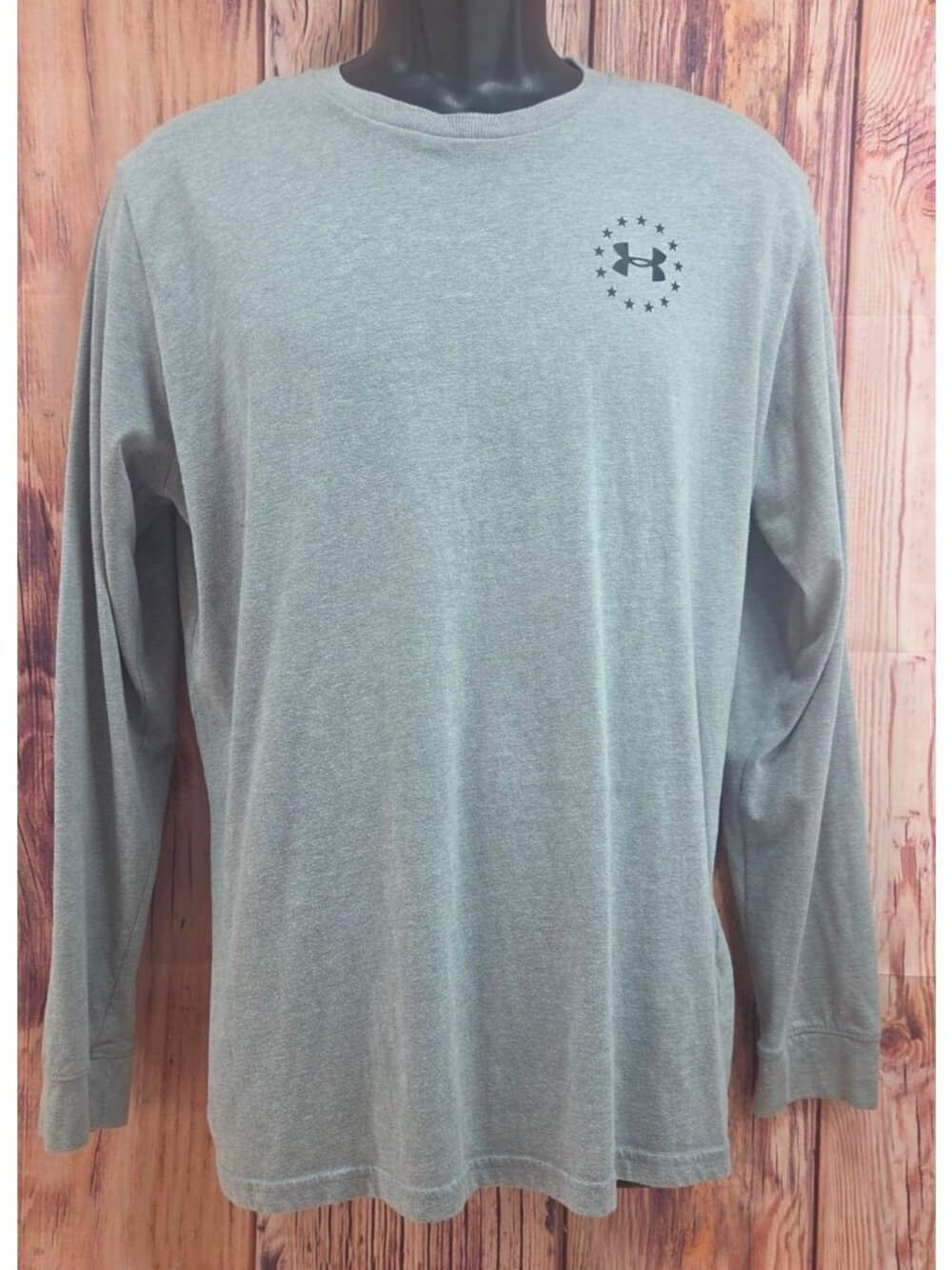 Under Armour Freedom Gray HeatGear Long Sleeve Shirt Large Loose Fit